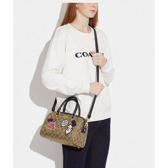 Coach Rowan Satchel In Signature Canvas With Disney Patches - Picture 9 of 12